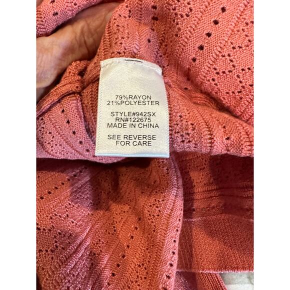 Lety & Me Gabby Pointelle Detailed Cardigan - Coral - size S - Picture 9 of 10